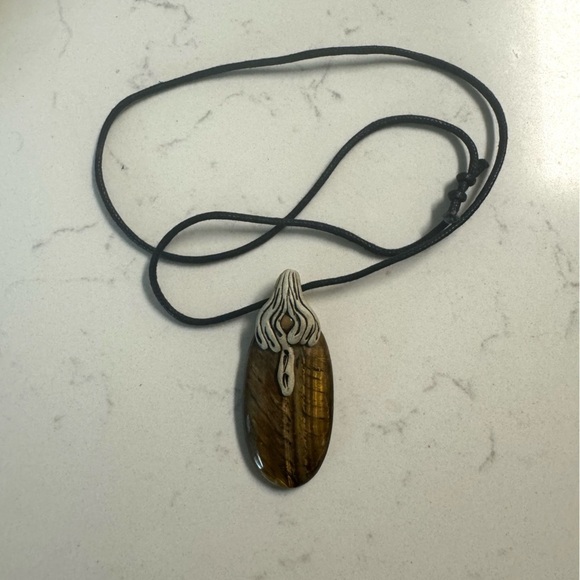 Tiger Eye Adult Colored Stone Necklace Casual Boho 13" Grunge Festival Gypsy - Picture 1 of 4